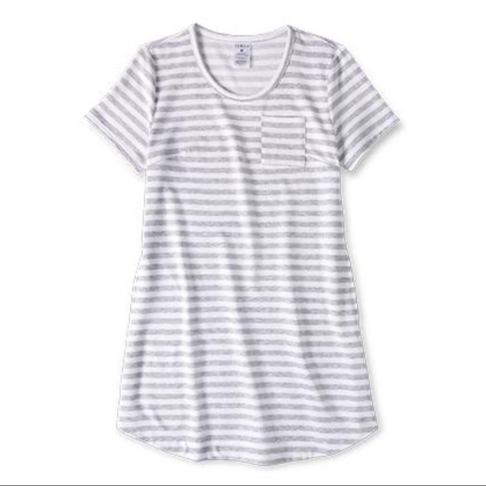Serra Ladies Gray Striped Summer Dress with Pockets
